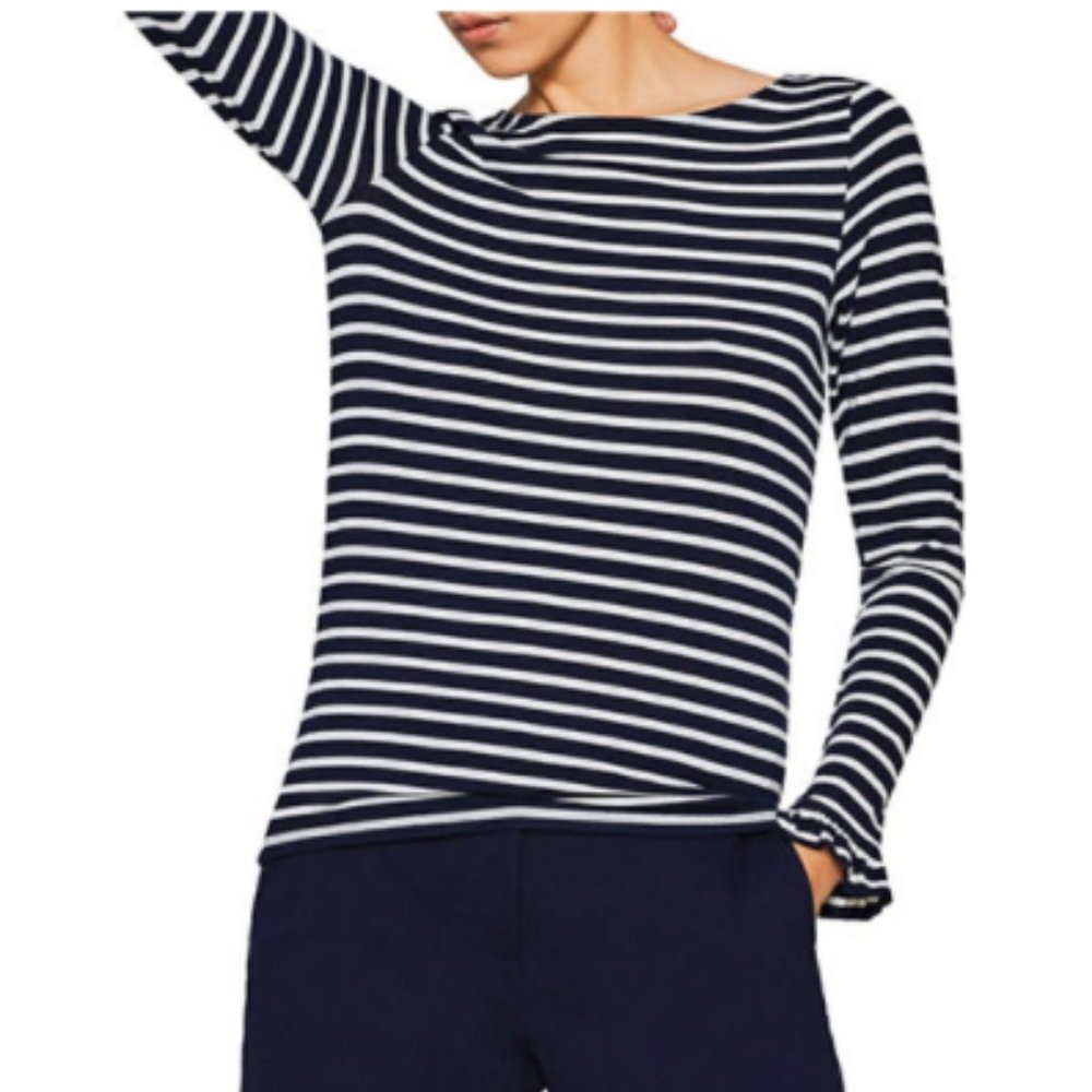 ESPRIT - Stripe Frill Stretch Top